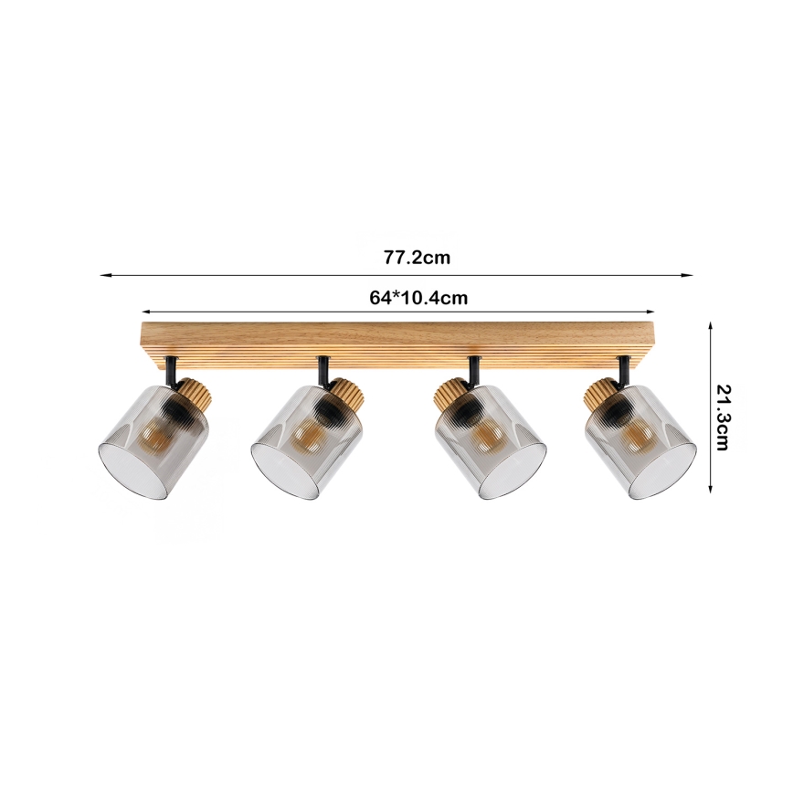 Brilagi - Deckenspot HYGGE 4xE14/15W/230V Gummibaumholz/rauchfarben