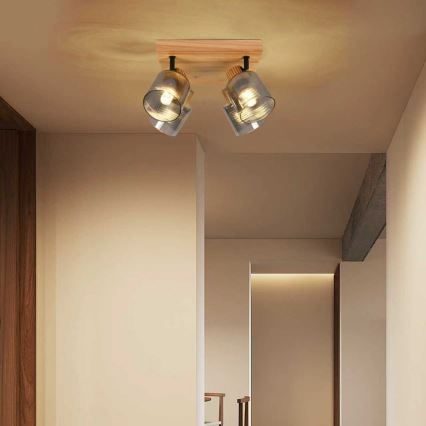 Brilagi - Deckenspot HYGGE 4xE14/15W/230V Gummibaumholz/rauchfarben