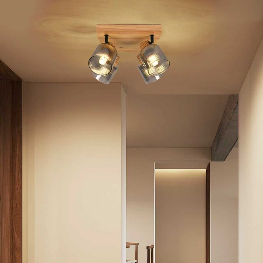 Brilagi - Deckenspot HYGGE 4xE14/15W/230V Gummibaumholz/rauchfarben