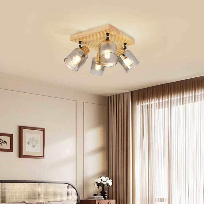 Brilagi - Deckenspot HYGGE 4xE14/15W/230V Gummibaumholz/rauchfarben