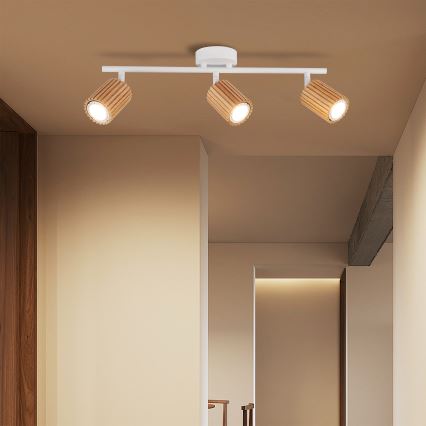 Brilagi - Deckenspot MODERN WOOD 3xGU10/8W/230V Holz/weiß