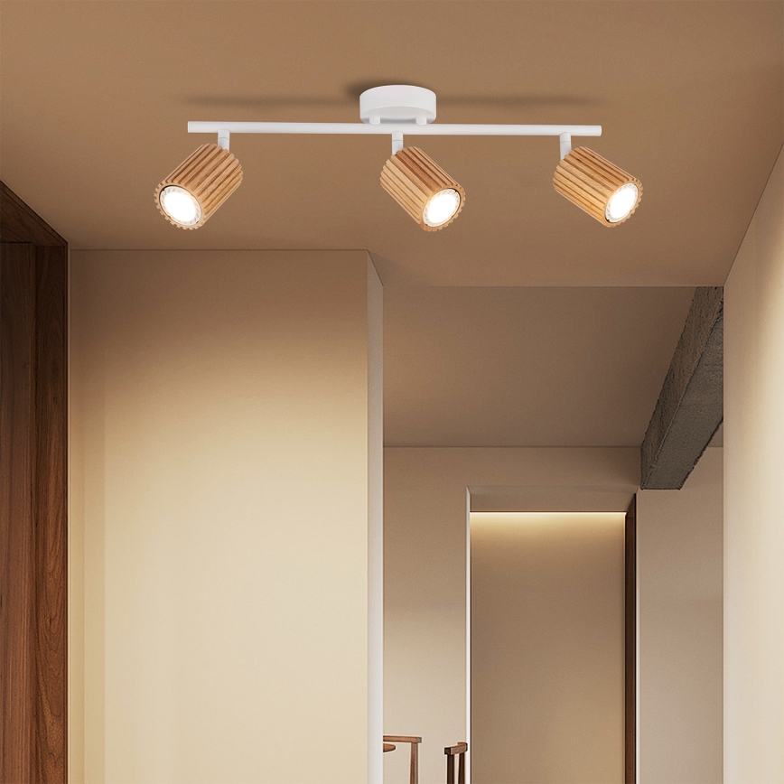 Brilagi - Deckenspot MODERN WOOD 3xGU10/8W/230V Holz/weiß