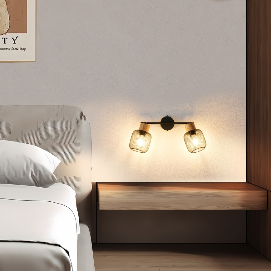 Brilagi - Deckenstrahler BASKLITE 2xE27/15W/230V Gummibaumholz/schwarz