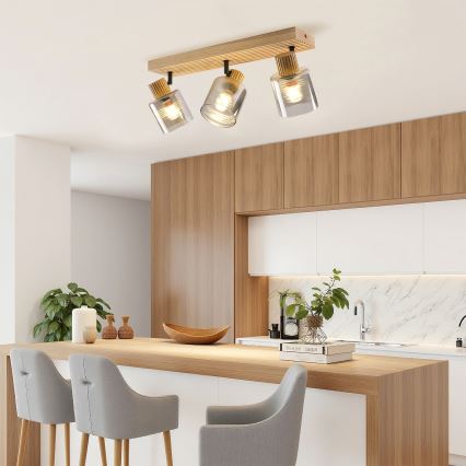 Brilagi - Deckenstrahler HYGGE 3xE14/15W/230V Gummibaum/rauchfarben