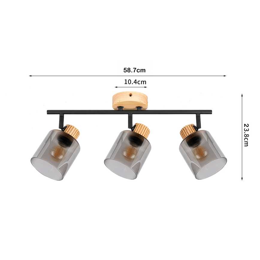 Brilagi - Deckenstrahler HYGGE 3xE14/15W/230V Kautschukholz/rauchgrau