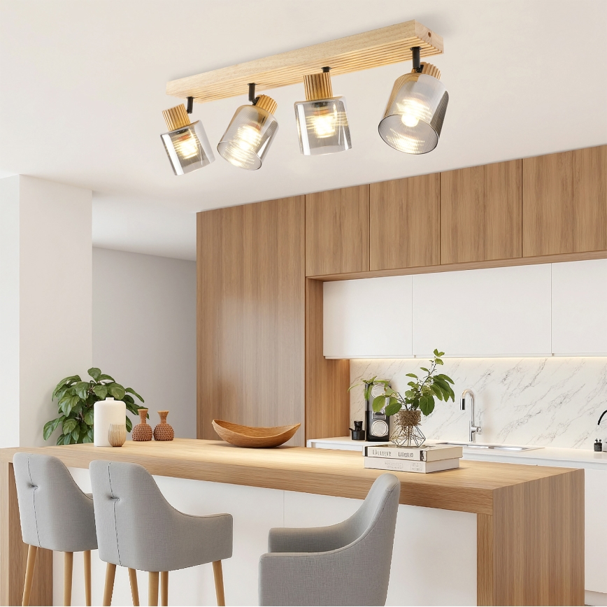 Brilagi - Deckenstrahler HYGGE 4xE14/15W/230V Holz/rauchfarben
