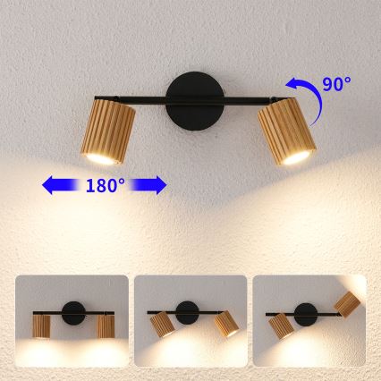 Brilagi - Deckenstrahler MODERN WOOD 2xGU10/8W/230V Gummibaumholz/schwarz