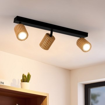 Brilagi - Deckenstrahler MODERN WOOD 3xGU10/8W/230V Holz/Schwarz