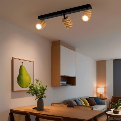 Brilagi - Deckenstrahler MODERN WOOD 3xGU10/8W/230V Holz/Schwarz