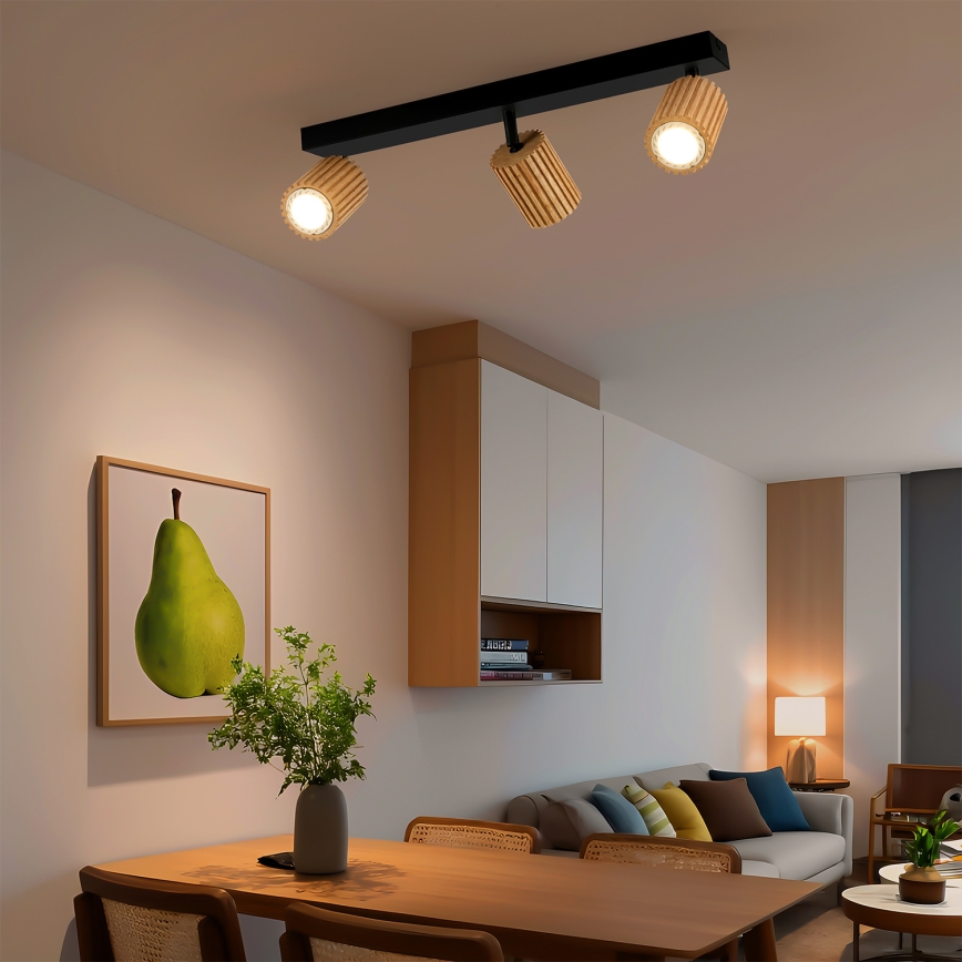 Brilagi - Deckenstrahler MODERN WOOD 3xGU10/8W/230V Holz/Schwarz