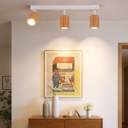 Brilagi - Deckenstrahler MODERN WOOD 3xGU10/8W/230V Holz/Weiß