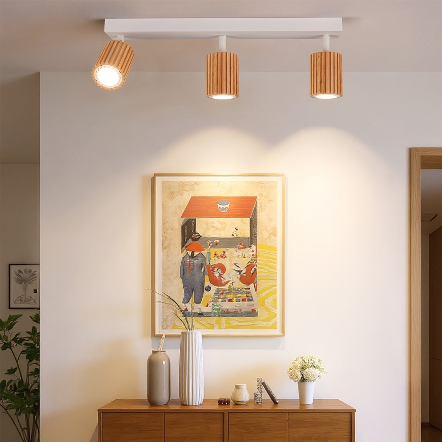 Brilagi - Deckenstrahler MODERN WOOD 3xGU10/8W/230V Holz/Weiß