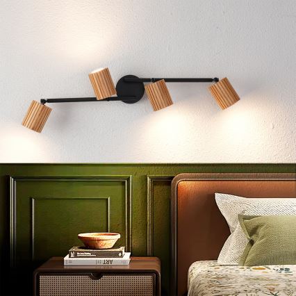Brilagi - Deckenstrahler MODERN WOOD 4xGU10/8W/230V Holz/Schwarz