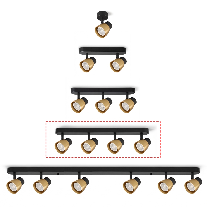 Brilagi - Deckenstrahler NUGGET 4xGU10/30W/230V schwarz/gold