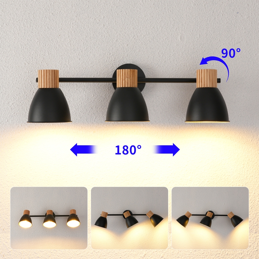 Brilagi - Deckenstrahler ODENSE 3xE14/10W/230V Gummibaumholz/schwarz