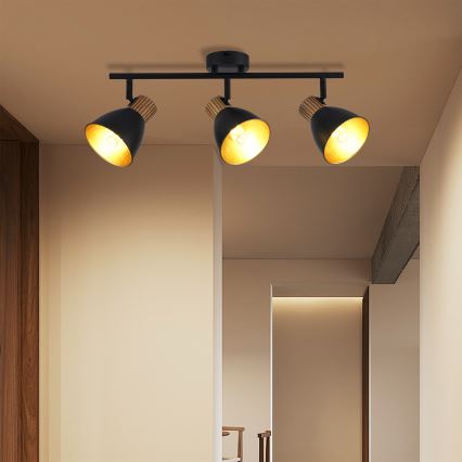 Brilagi - Deckenstrahler ODENSE 3xE14/10W/230V Gummibaumholz/schwarz