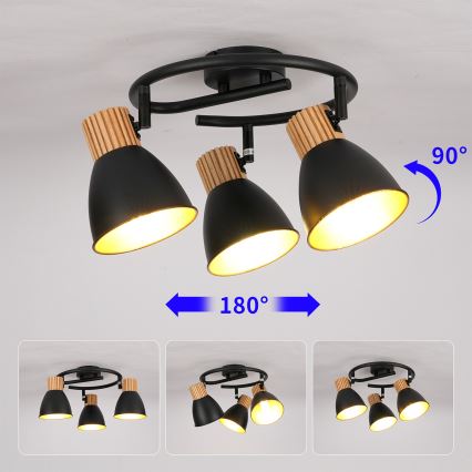 Brilagi - Deckenstrahler ODENSE 3xE14/10W/230V Holz/Schwarz