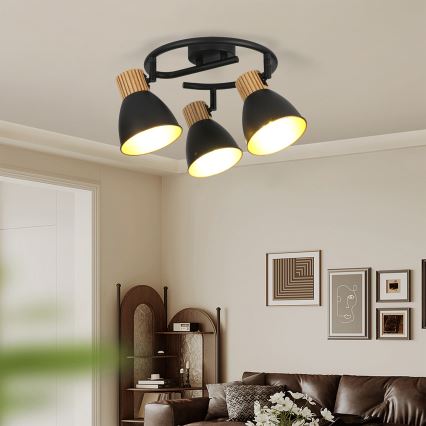 Brilagi - Deckenstrahler ODENSE 3xE14/10W/230V Holz/Schwarz