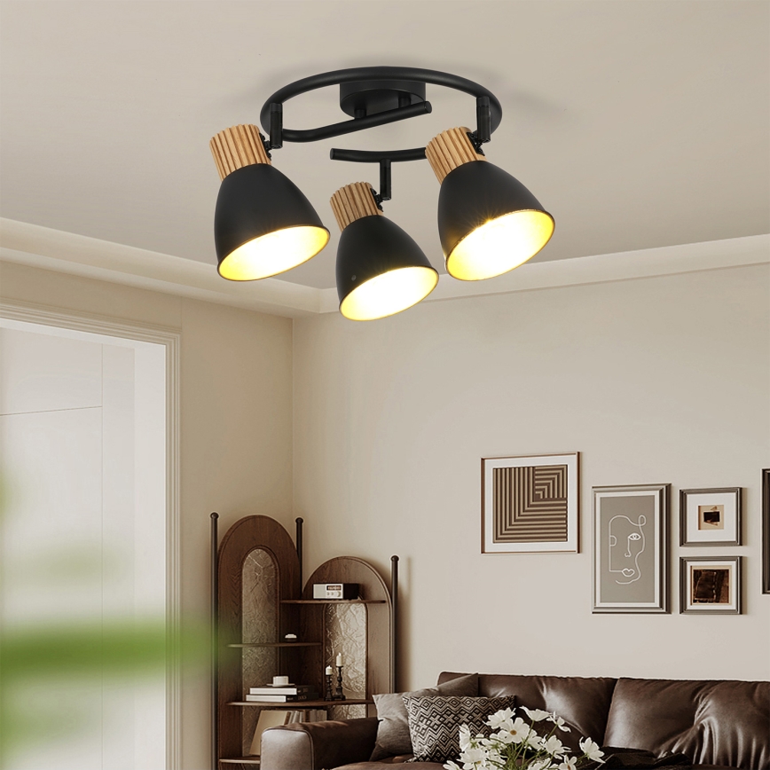 Brilagi - Deckenstrahler ODENSE 3xE14/10W/230V Holz/Schwarz