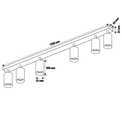 Brilagi - Deckenstrahler SELE 6xGU10/30W/230V schwarz/Eichen-Dekor