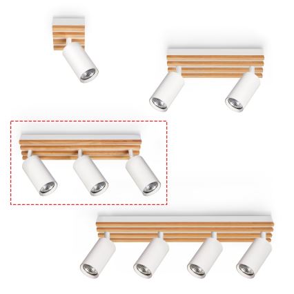 Brilagi - Deckenstrahler SELE WOOD 3xGU10/30W/230V weiß/Holz