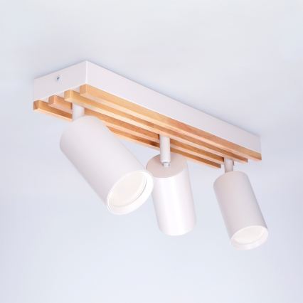 Brilagi - Deckenstrahler SELE WOOD ACOUSTIC 3xGU10/30W/230V weiß/Holz