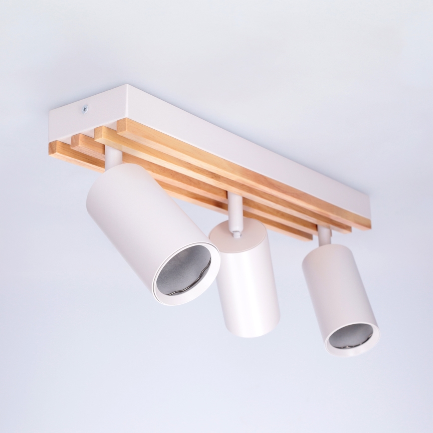 Brilagi - Deckenstrahler SELE WOOD ACOUSTIC 3xGU10/30W/230V weiß/Holz