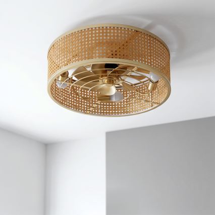 Brilagi - Deckenventilator 4xE27/40W/230V Ø 50 cm Bambus + Fernbedienung