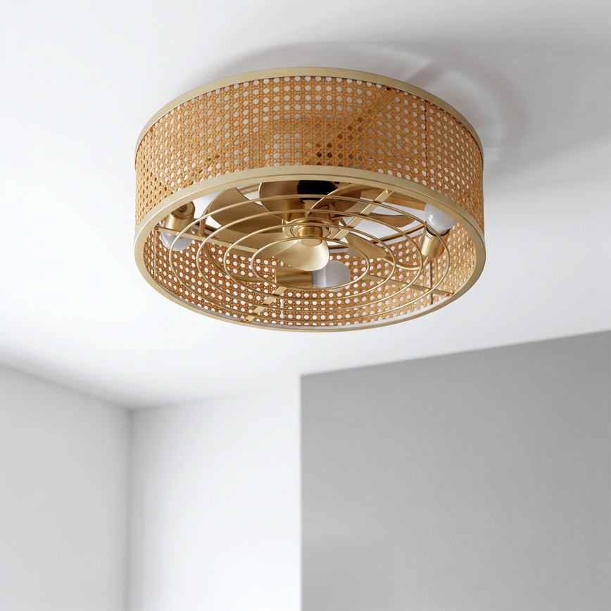 Brilagi - Deckenventilator 4xE27/40W/230V Ø 50 cm Bambus + Fernbedienung