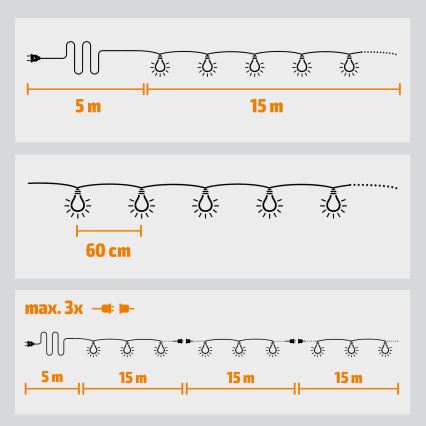 Brilagi - Dekorative LED-Outdoor-Lichterkette GARLAND 25xE12 20m IP44 kaltweiß