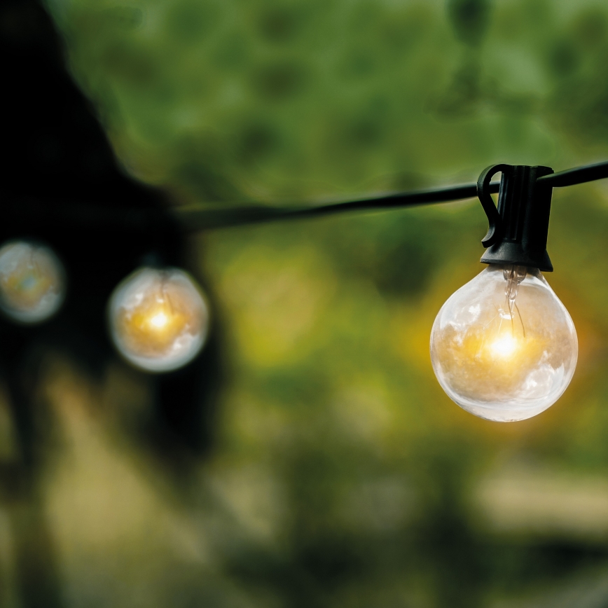 Brilagi - Dekorative LED-Lichterkette für den Außenbereich GARLAND 25xE12 20m schwarz IP44 warmweiβ