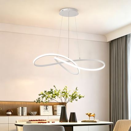 Brilagi - LED-dimmbare Pendelleuchte an Seil INFINITY LED/80W/230V 3000-6000K 80x80 cm weiß + Fernbedienung