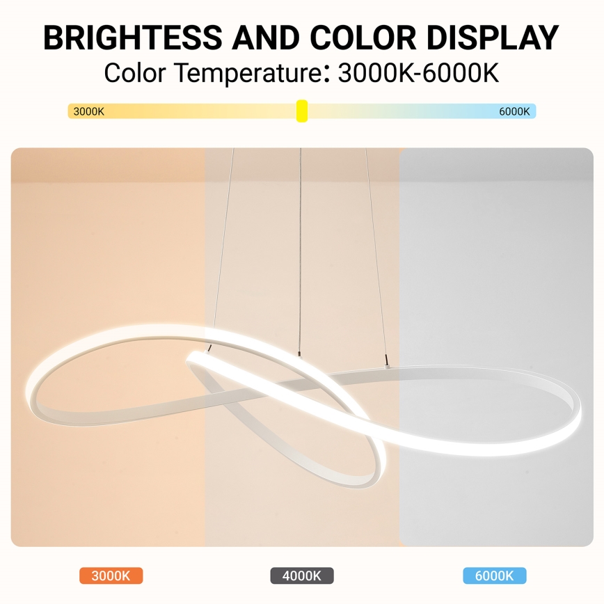 Brilagi - LED-dimmbare Pendelleuchte an Seil INFINITY LED/80W/230V 3000-6000K 80x80 cm weiß + Fernbedienung