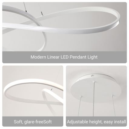 Brilagi - LED-dimmbare Pendelleuchte an Seil INFINITY LED/80W/230V 3000-6000K 80x80 cm weiß + Fernbedienung