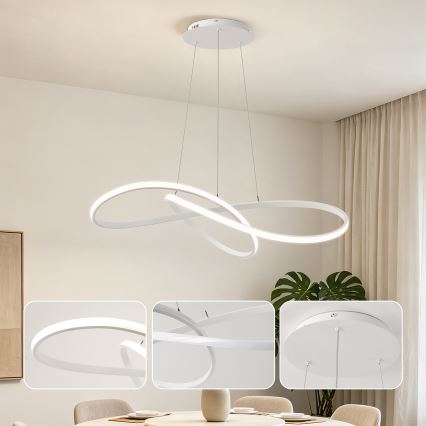 Brilagi - LED-dimmbare Pendelleuchte an Seil INFINITY LED/80W/230V 3000-6000K 80x80 cm weiß + Fernbedienung