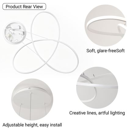 Brilagi - LED-dimmbare Pendelleuchte an Seil INFINITY LED/80W/230V 3000-6000K 80x80 cm weiß + Fernbedienung