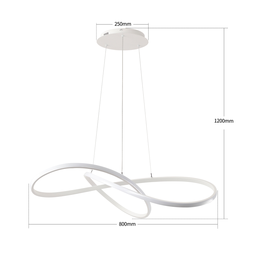 Brilagi - LED-dimmbare Pendelleuchte an Seil INFINITY LED/80W/230V 3000-6000K 80x80 cm weiß + Fernbedienung