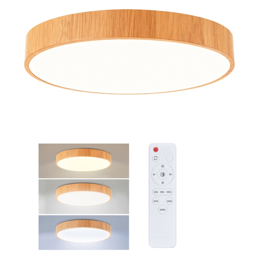 BRILAGI - LED-dimmbare Deckenleuchte POOL LED/36W/230V 3000-6000K Ø 30 cm Holzdekor + Fernbedienung
