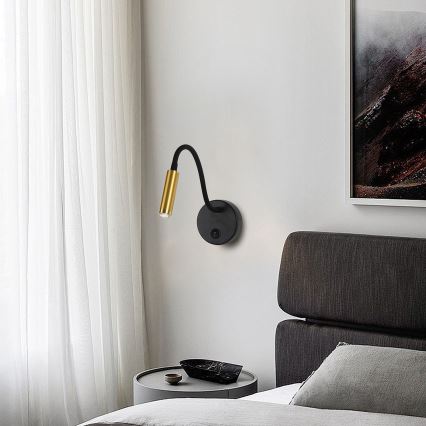 Brilagi - Dimmbare, flexible LED-Wandleuchte MAYA 1xG9/4W/230V schwarz/golden 2700-6500K Wi-Fi Tuya