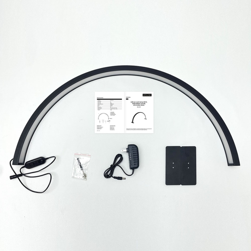 Brilagi - dimmbare LED-Bogen-Tischlampe RADIO LED/30W/24/230V 3000/4000/6500K schwarz