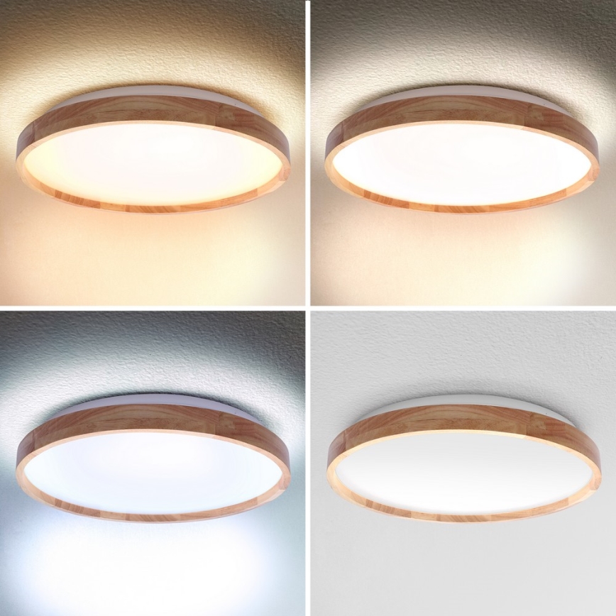 Brilagi - LED-dimmbare Deckenleuchte ALSON LED/48W/230V 3000-6500K Eiche Ø 39,5 cm + Fernbedienung
