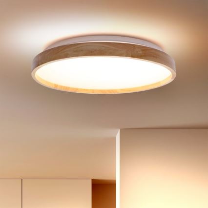 Brilagi - LED-dimmbare Deckenleuchte ALSON LED/48W/230V 3000-6500K Eiche Ø 39,5 cm + Fernbedienung