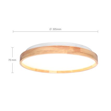 Brilagi - LED-dimmbare Deckenleuchte ALSON LED/48W/230V 3000-6500K Eiche Ø 39,5 cm + Fernbedienung