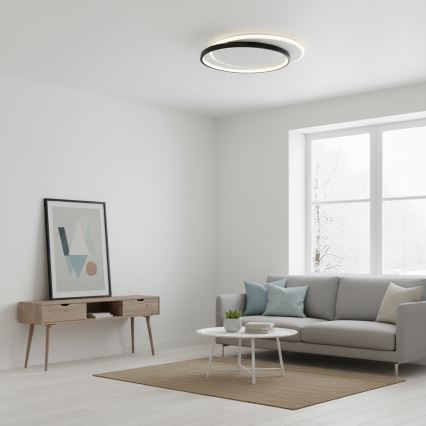 Brilagi - LED-dimmbare Deckenleuchte FLARE LED/48W/230V 3000-6000K 39,5x45 cm weiß/schwarz + Fernbedienung