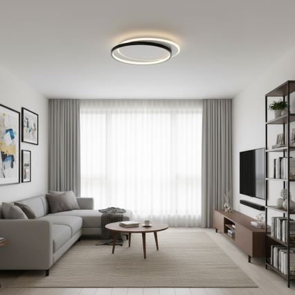 Brilagi - LED-dimmbare Deckenleuchte FLARE LED/48W/230V 3000-6000K 39,5x45 cm weiß/schwarz + Fernbedienung