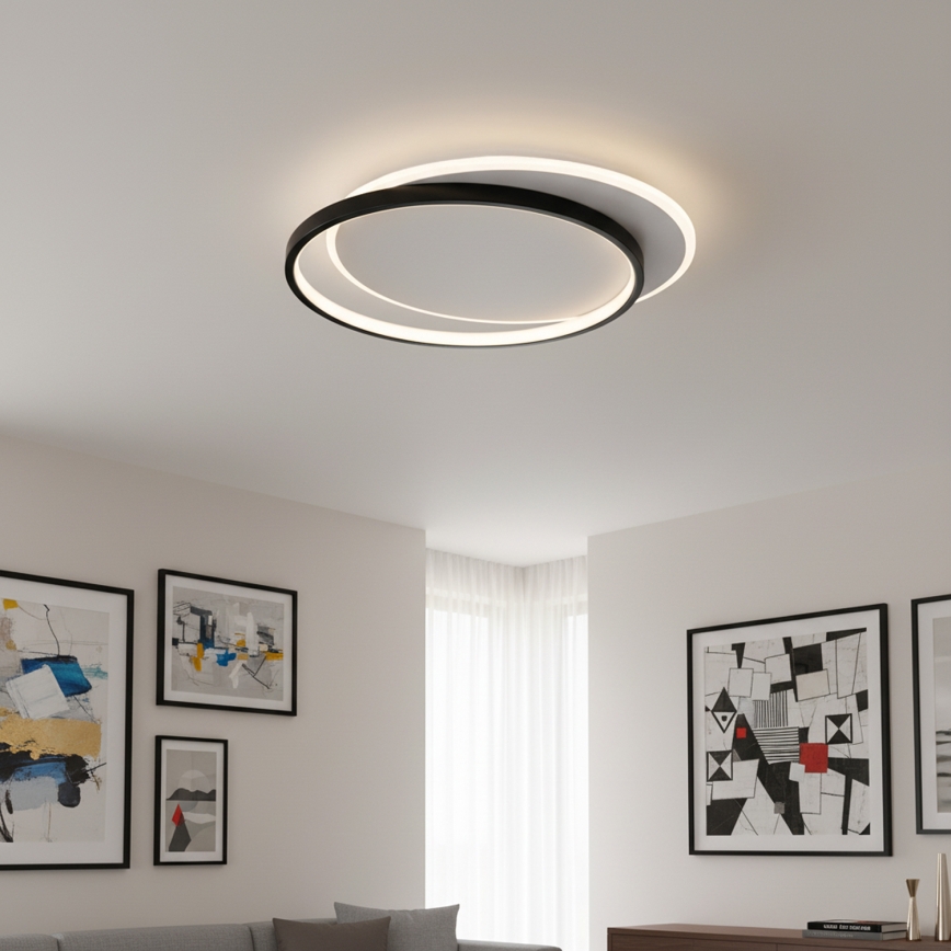Brilagi - LED-dimmbare Deckenleuchte FLARE LED/48W/230V 3000-6000K 39,5x45 cm weiß/schwarz + Fernbedienung