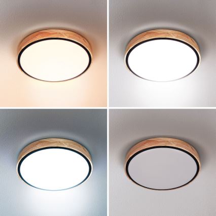 Brilagi - dimmbare LED-Deckenleuchte GLORIA LED/48W/230V 3000-6500K Eiche Ø 40 cm + Fernbedienung