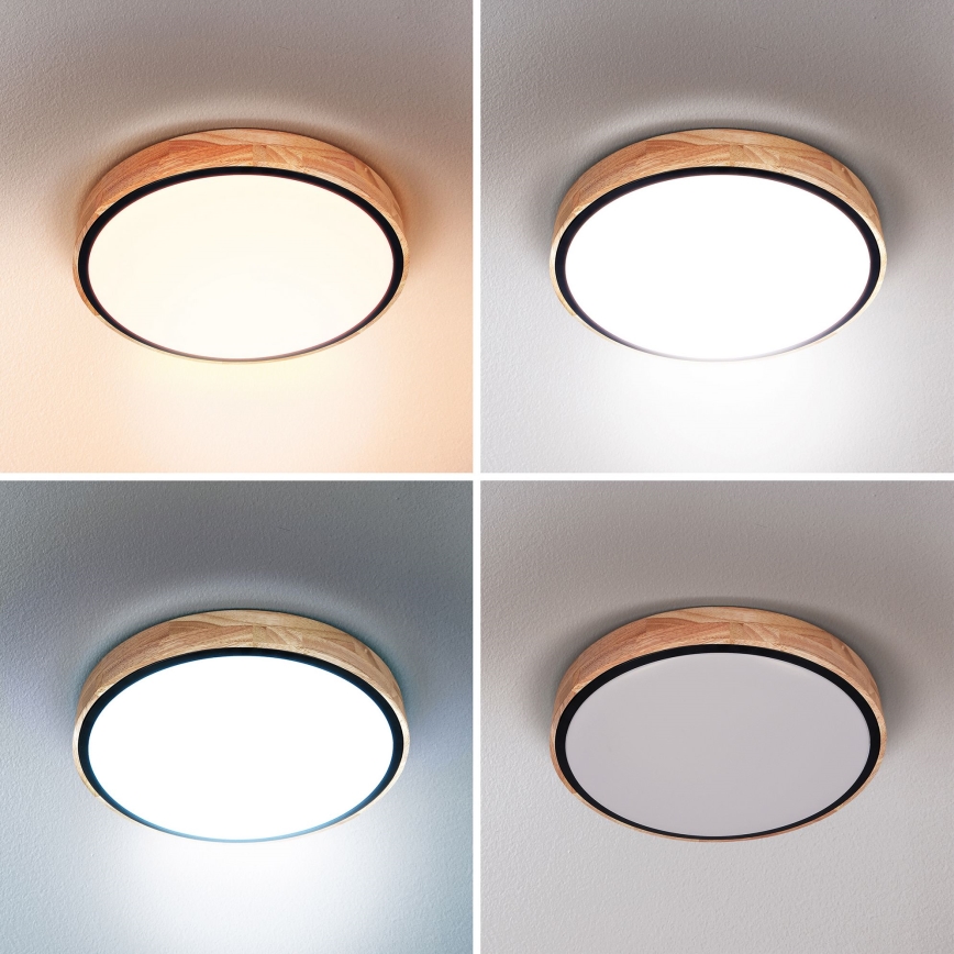 Brilagi - dimmbare LED-Deckenleuchte GLORIA LED/48W/230V 3000-6500K Eiche Ø 40 cm + Fernbedienung