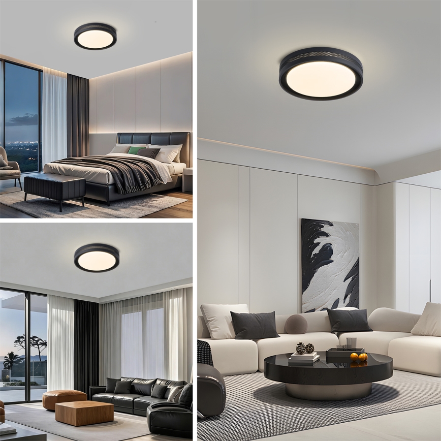 Brilagi - LED-dimmbare Deckenleuchte KREON LED/54W/230V 3000-6000K schwarz Ø 38 cm + Fernbedienung
