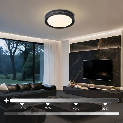 Brilagi - LED-dimmbare Deckenleuchte KREON LED/54W/230V 3000-6000K schwarz Ø 38 cm + Fernbedienung